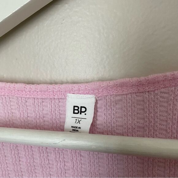 BP Crop Top Pastel Light Pink Buttons Casual Neutral Solid Texture Y2K Style - Picture 4 of 7
